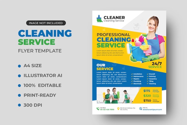 Vector cleaning service business promotion flyer design template