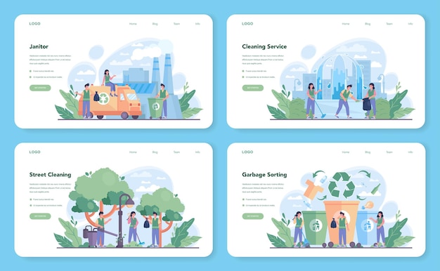 Cleaning service or company landing page set