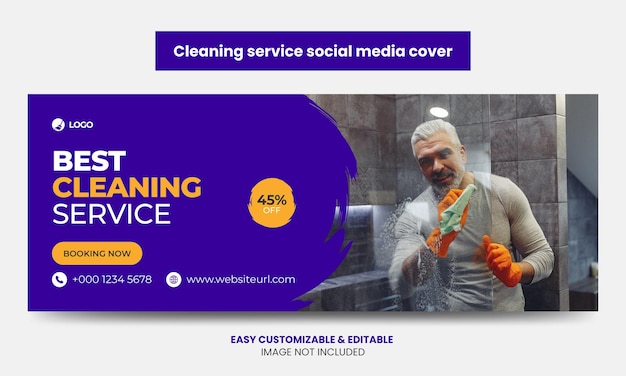 Vector cleaning service company social media facebook cover photo template