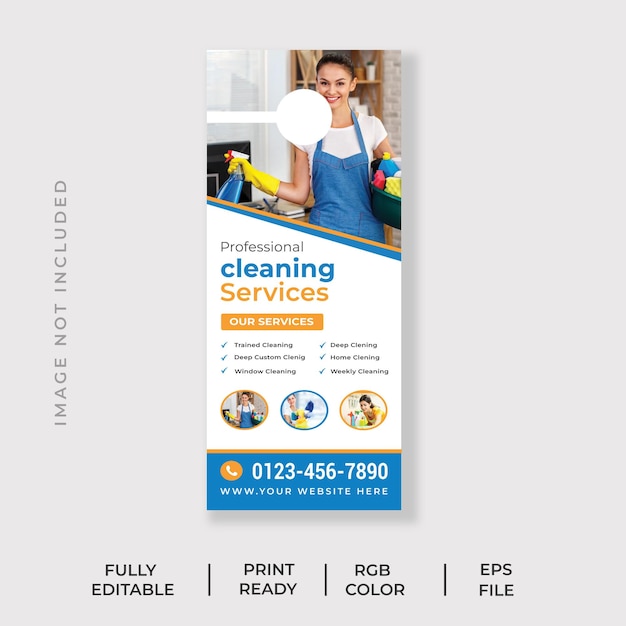 Cleaning service door hanger design and roof cleaning service door hanger design template