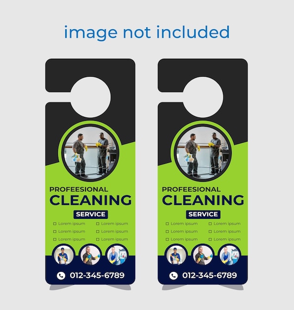 cleaning service Door hanger design template, hotel knob design. Vector door hanger