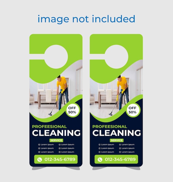 cleaning service Door hanger design template, hotel knob design. Vector door hanger