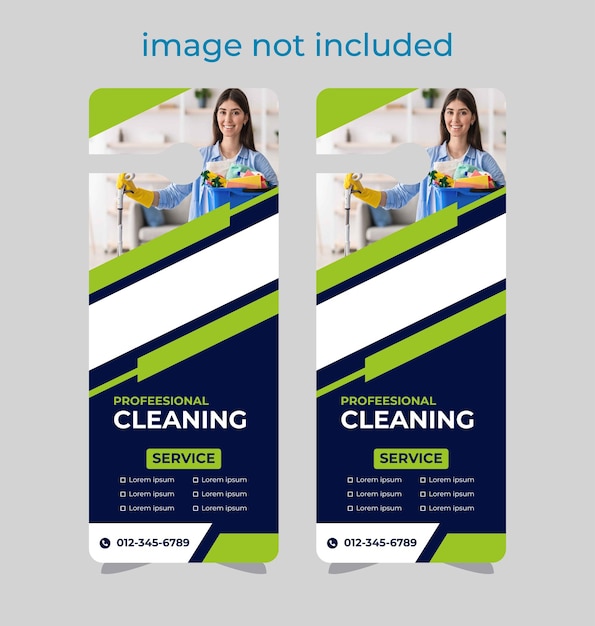 cleaning service Door hanger design template, hotel knob design. Vector door hanger.