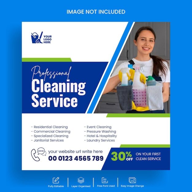 Cleaning service facebook post ads banner template design