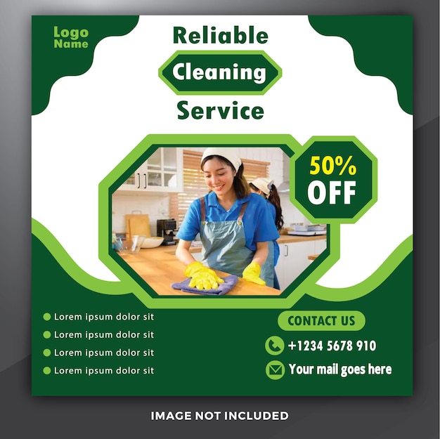 cleaning service flyer instagram post template design