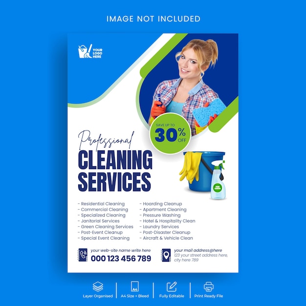 Cleaning service flyer and poster template design