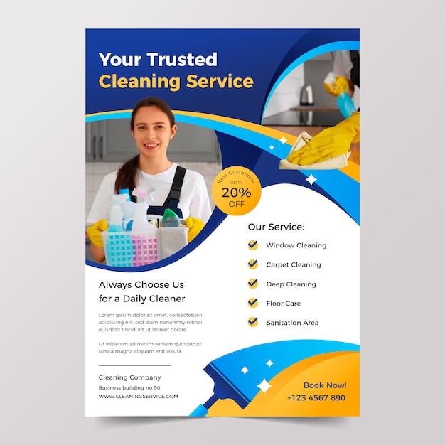 Vector cleaning service flyer template design