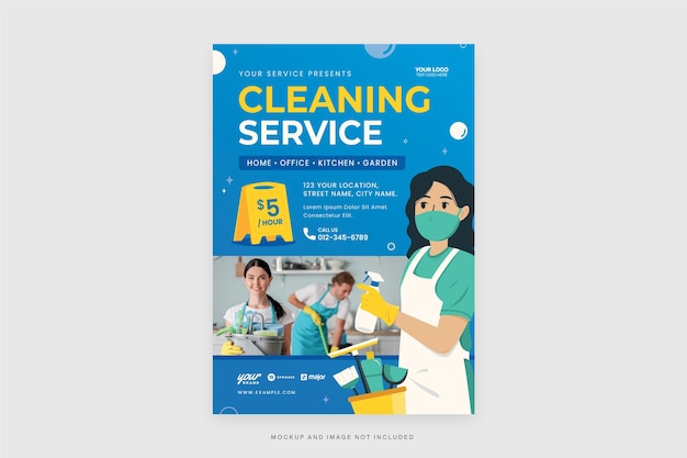 Vector cleaning service flyer template in vector