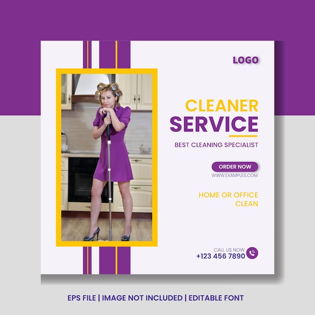 Cleaning service for a home social media post template