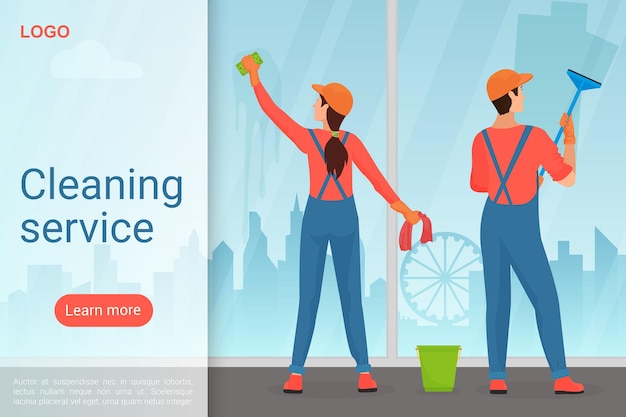 Cleaning service, housekeeping business landing page template