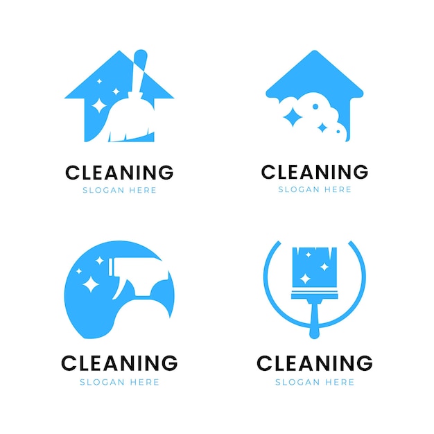 Cleaning service logo collection with cleaner tool concept for housework