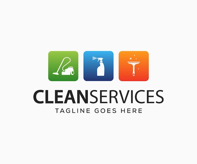 Modello di progettazione del logo del servizio di pulizia. servizio di pulizia creativo per icona o concetto di design.