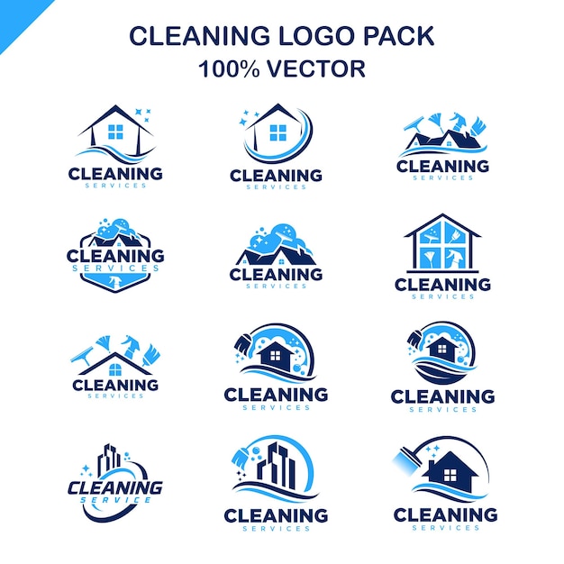 Cleaning Service Logo Set Design Template