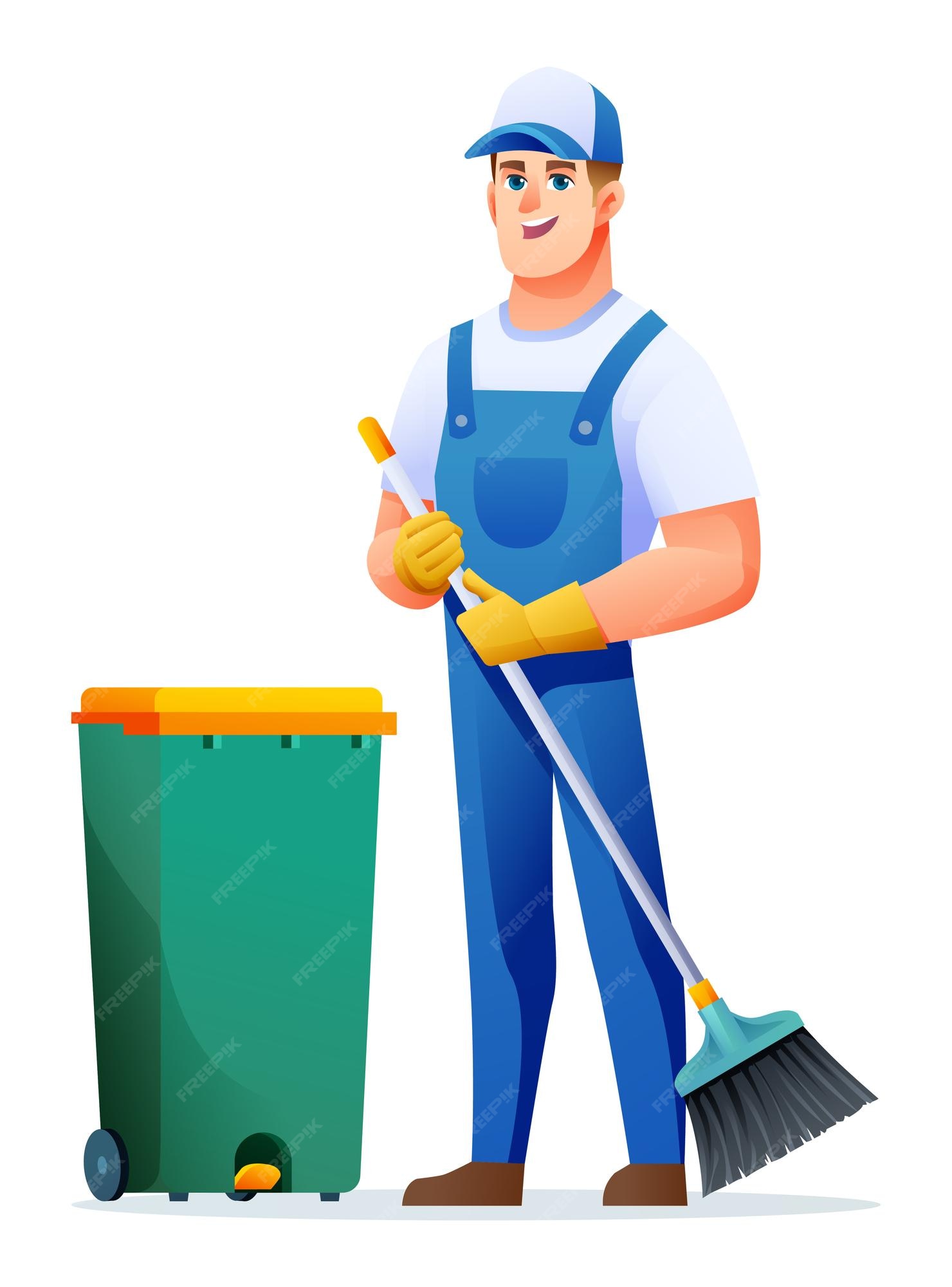 janitor cleaning cartoon