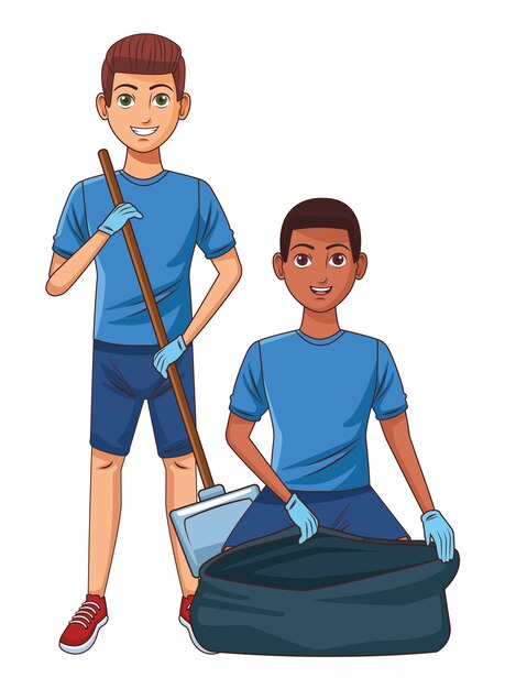 Cleaning service person avatar cartoon character