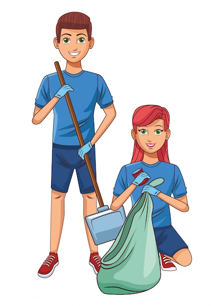 Cleaning service person avatar cartoon character