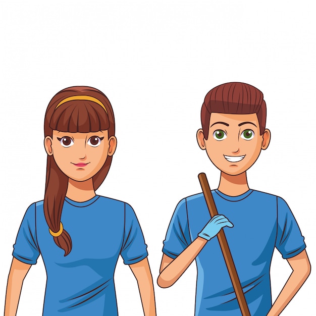 Cleaning service person avatar cartoon character