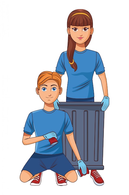 Cleaning service person avatar cartoon character