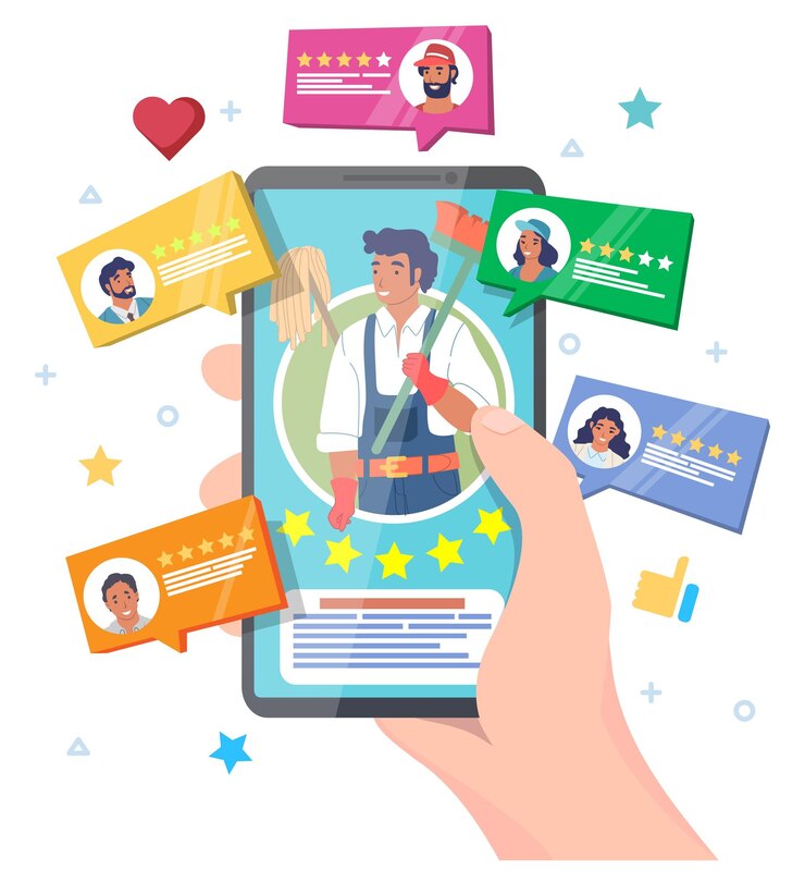 Vector cleaning service ranking and customer review vector illustration