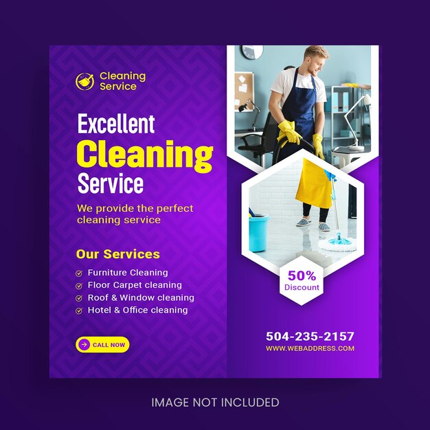 Vector cleaning service social media and instagram post design