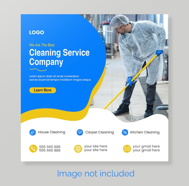 クリーニングサービスのソーシャルメディアの投稿とwebバナーのデザイン
