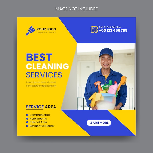 Cleaning service social media post banner template