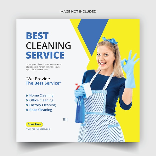 cleaning service social media post and banner template