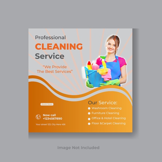 Cleaning service social media post banner template