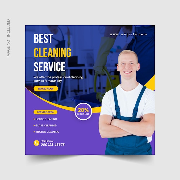 クリーニングサービスソーシャルメディアポストデザイン