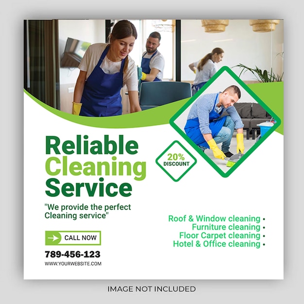 Cleaning service social media post or Instagram banner template
