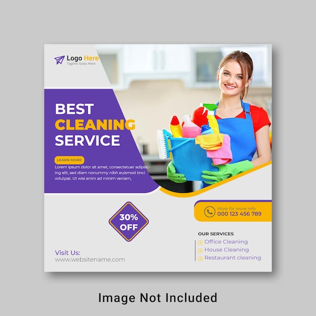 Cleaning service social media post template design