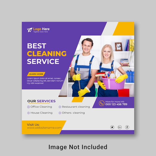 Vector cleaning service social media post template design