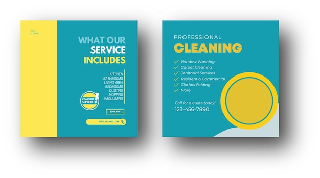 Cleaning service social media post template design