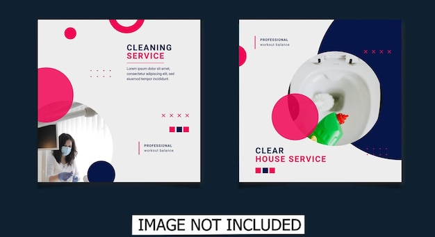 Cleaning service social media post template design