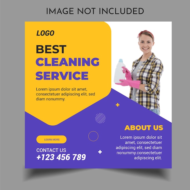 Cleaning service social media post template web banner template