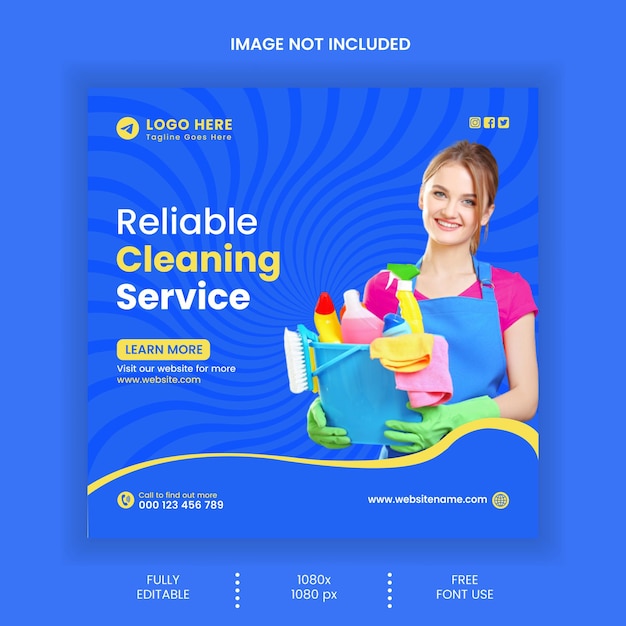 Vector cleaning service social media post template