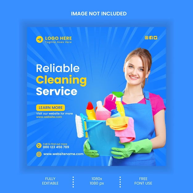 Vector cleaning service social media post template