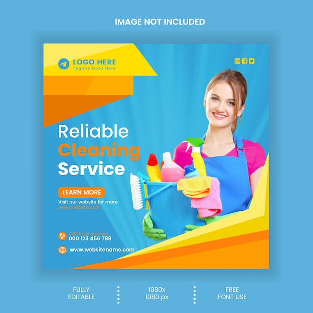 Vector cleaning service social media post template