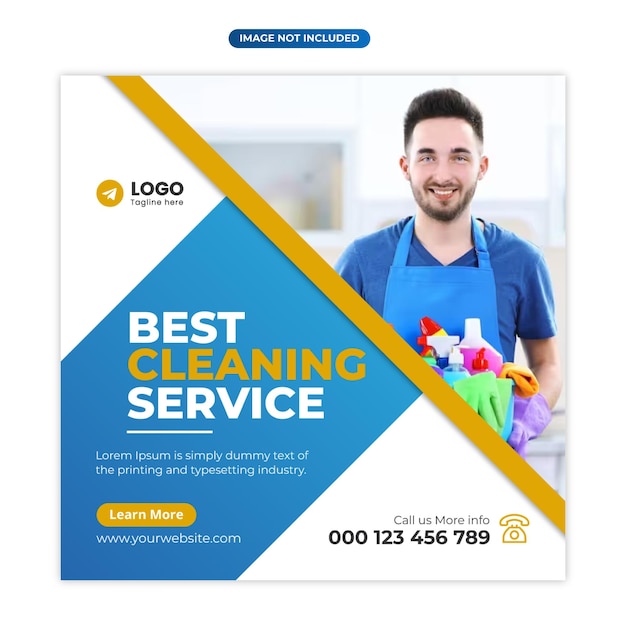 Vector cleaning service social media post and web banner template