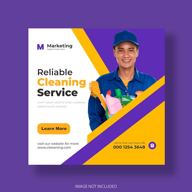 クリーニングサービススクエアソーシャルメディアの投稿またはバナーテンプレート