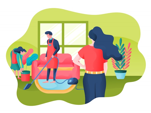 Cleaning service vector illustration