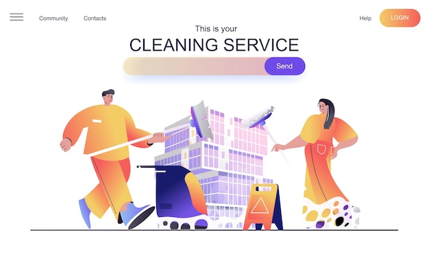 ベクトル ランディングページのクリーニングサービスwebコンセプト