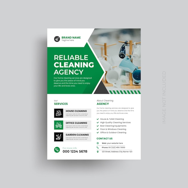 Vector cleaning services flyer template professional cleaner clean your home