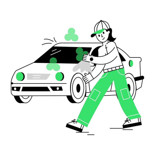 Vector cleaning services line mini illustrations
