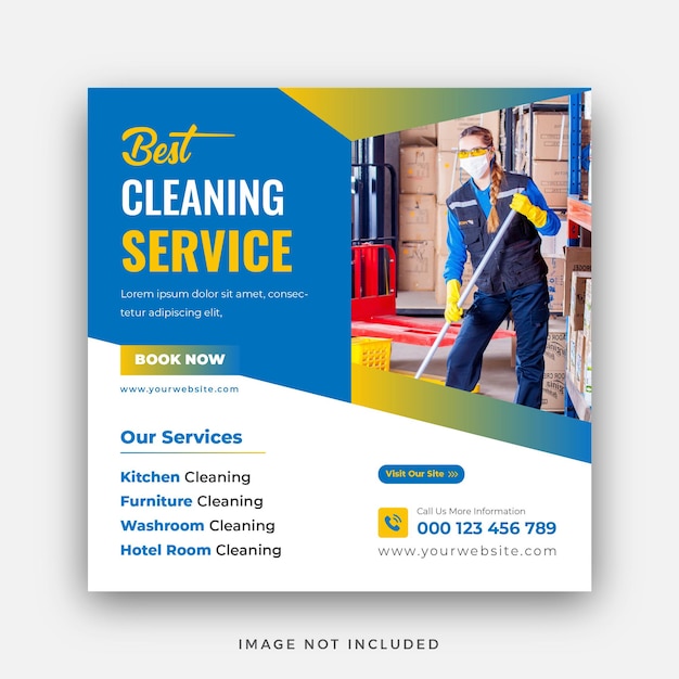 Cleaning services social media instagram post web banner or square banner template design