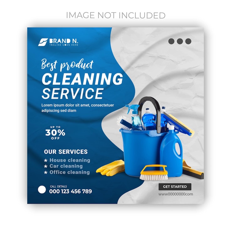 Vector cleaning social media post and house cleaning service business promotion social media post