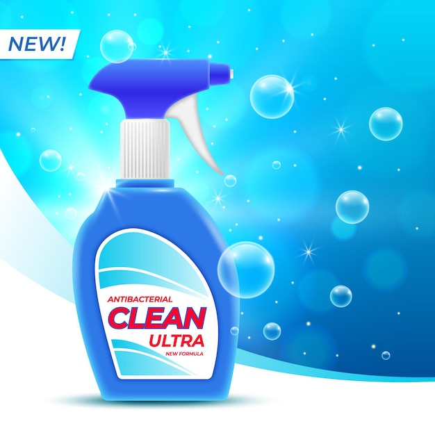 Vector cleaning spray bottle product