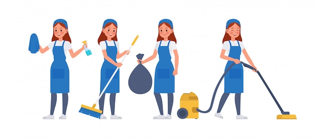 Set di caratteri del personale di pulizia