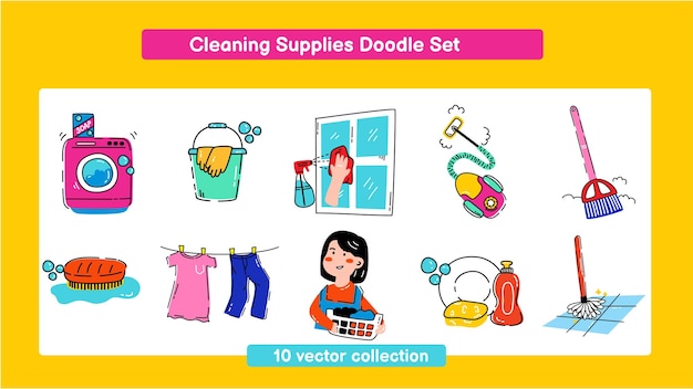 Cleaning Supplies Doodle Set