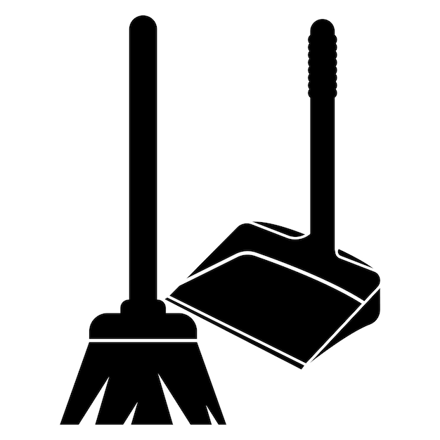 Дизайн шаблона логотипа векторной иллюстрации значка метлы для очистки